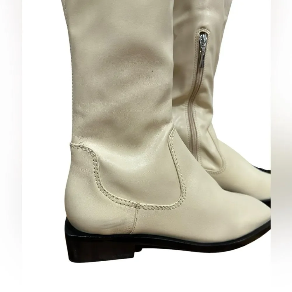 Revolve Schutz GUILY UP LEATHER BOOT in EGGSHELL